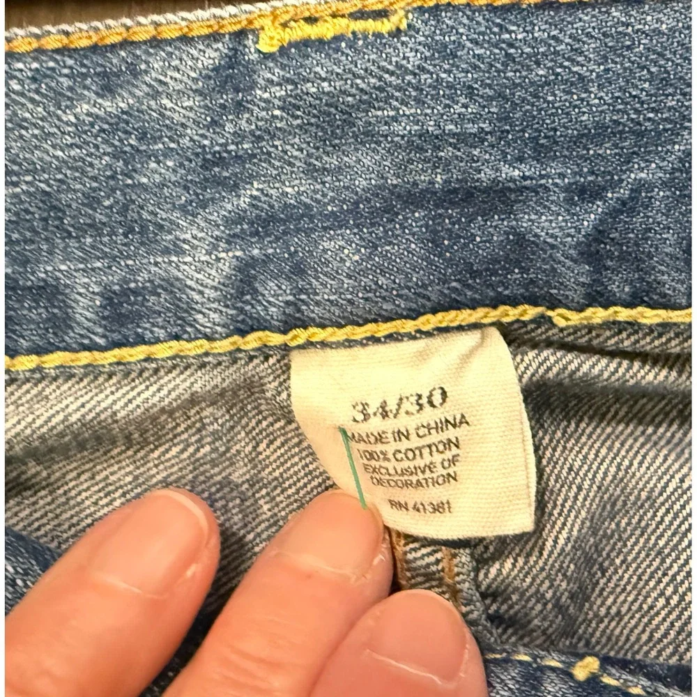 Polo Ralph Lauren Mens Straight Leg Jeans Blue Medium Wash‎ Button Fly 34x30